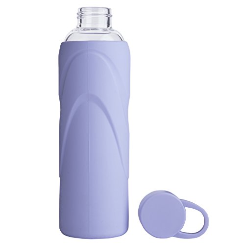 Justfwater Deporte Botella de Agua de Cristal con Funda de Silicona 420 ML