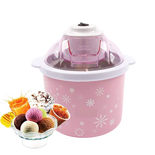 JUZEN Mini máquina de Helados eléctrica 1.5L Hogar Automático DIY Suave Fruta Congelada Postre Helado Hacedor Milkshake Congelador, Rosa