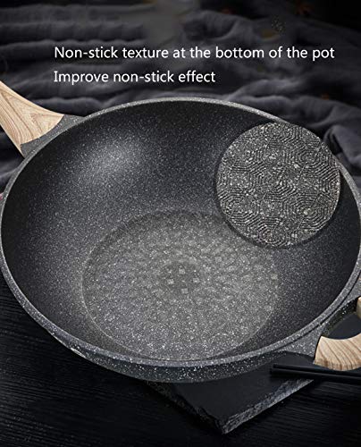 JX-PEP Tapa la Cacerola del Wok con el Vidrio, para cocinar en Hob Todo Tipos Incluyendo la inducción, Antiadherente Stirfry Pan, Utensilios de Cocina Profesional para su hogar, 32 cm, Negro