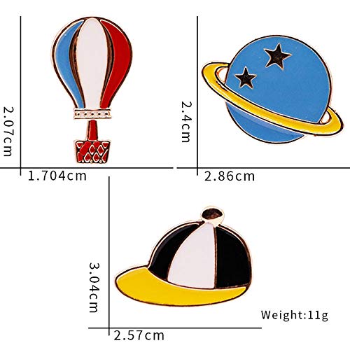 JYDJ Colgante De Tres Piezas Goteo De Aleación De Tapa Planeta Globo Globo De Aire Caliente Broche De Dibujos Animados Pin Insignia Tapa Hebilla Accesoriosalfileres para Broches