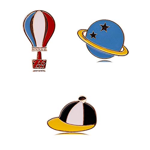 JYDJ Colgante De Tres Piezas Goteo De Aleación De Tapa Planeta Globo Globo De Aire Caliente Broche De Dibujos Animados Pin Insignia Tapa Hebilla Accesoriosalfileres para Broches