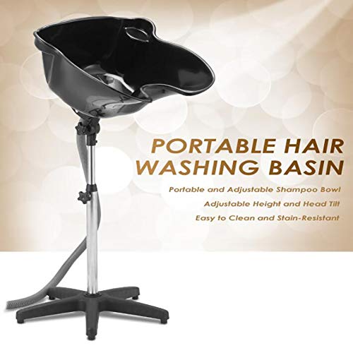 JYZ Lavacabezas portatil,Peluquería Todo en uno Lavabo basculante Negro inclinable con Gel Libre para el Descanso del Cuello - Hair Barber Salon Clinic Surgery Training