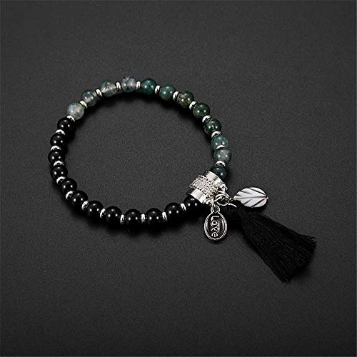 JZHJJ Simple Pulsera de Pareja de Moda clásica Joyería púrpura de la Etiqueta de la Borla de la Pulsera de Piedra Negra de la Manera Incluye: Pulsera, Pulsera roja, Pulsera para Hombre.