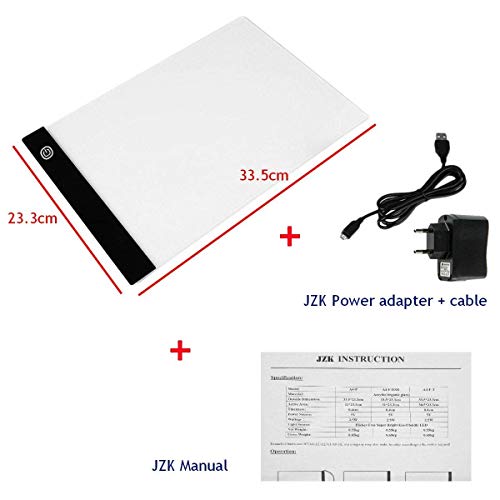 JZK Mesa de luz dibujo A4 brillo ajustable con cable USB caja de luz dibujo para pintar dibujar artesanía bocetos pintura diamante artcraft tattoo acolchado