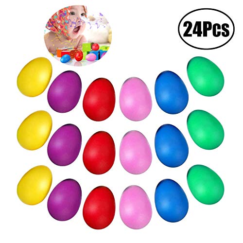 JZZJ 24 Piezas de Huevos de Maracas Juego de Shaker de Huevo de Plástico Musical para Materiales de Fiesta de Niños Juguetes Musicales, 6 Colores