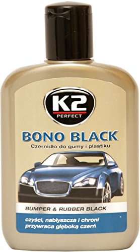 K2 - Coche bono negro bumper y cuidado de goma, marco y plástico, restaurador 200 ml