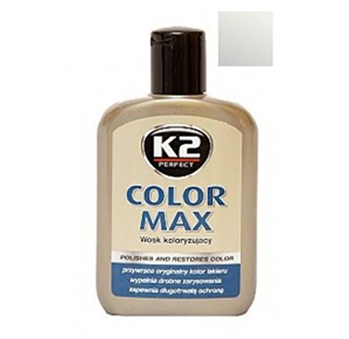 K2  Color Max Colored para cera y barra de cera de carnaúba, restaura coche Shine, Plata 200  ml