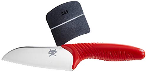 Kai Tim Mälzer - Cuchillo de Cocina Infantil con Protector de Dedos, 11 centímetros, Color Rojo