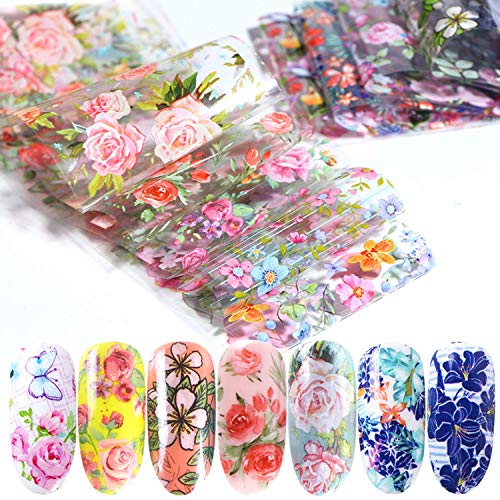 Kalolary Nail Art Foil, 30 Rollos Pegatinas Uñas Decorativas Nail Art Transfer Foil Nail Stickers Láminas para Manicuras Diseños DIY Uñas