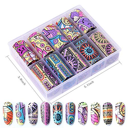 Kalolary Nail Art Foil, 30 Rollos Pegatinas Uñas Decorativas Nail Art Transfer Foil Nail Stickers Láminas para Manicuras Diseños DIY Uñas