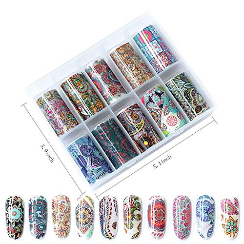 Kalolary Nail Art Foil, 30 Rollos Pegatinas Uñas Decorativas Nail Art Transfer Foil Nail Stickers Láminas para Manicuras Diseños DIY Uñas