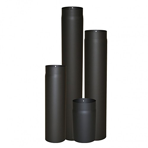 Kamino - Flam – Acero tubo para chimenea, Tubos para estufa de leña, Conducto de humos, Tubo vitrificado, Negro/antracita, Ø 130 mm/longitud 1000 mm