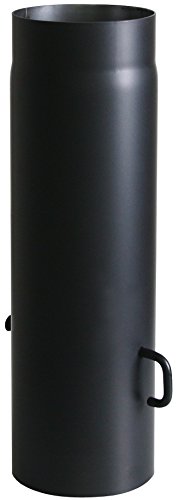 Kamino-Flam – Tubo con válvula para chimenea, Conducto de humos, Tubo vitrificado –  acero resistente a altas temperaturas – Negro, Ø 150 mm/longitud 500 mm