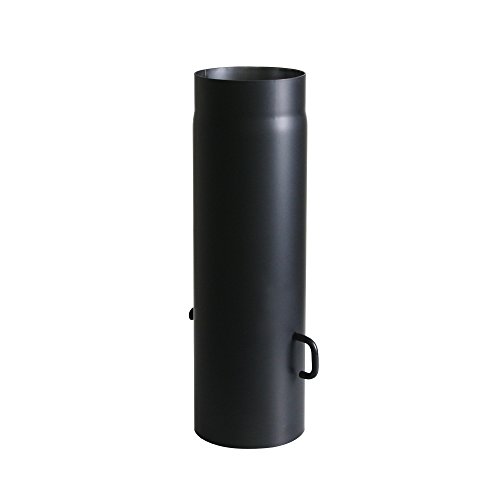 Kamino-Flam – Tubo con válvula para chimenea, Conducto de humos, Tubo vitrificado –  acero resistente a altas temperaturas – Negro, Ø 150 mm/longitud 500 mm