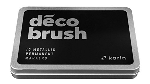 KARIN DecoBrush Metallic 10 Stck. KARIN DecoBrush Metallic - Juego de 10 pinceles para decoración (cuerpo transparente con sistema sin cinc, 2,4 ml)