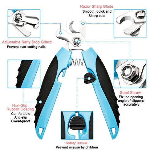 Kasimir Cortaúñas para Mascotas Perro y Gato con Protector y traba de Seguridad Tijeras Uñas Profesional de Acero Inoxidable Apto para Razas Medianas y Grandes con Lima de uñas Veterinaria Utilizar