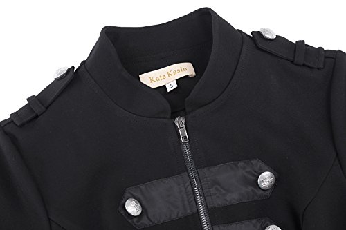 Kate Kasin Chaqueta para Mujer Negra Chaqueta Color Liso Cuello Mao Chaqueta De Moda XL