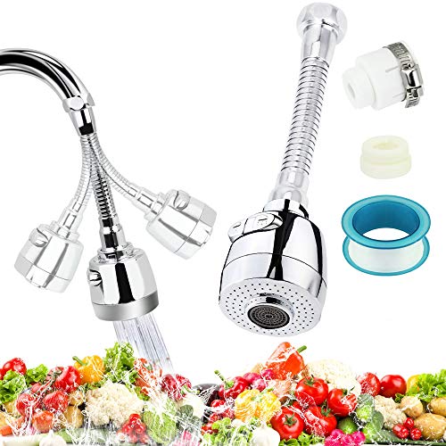 Kbnian Kit de aireador Grifo de agua 360 ° giratorio con adaptador hembra Adaptador 16-22 mm Roscado macho 24 mm Aireador Grifo mezclador Grifo para fregadero de cocina Baño