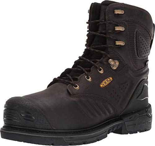 KEEN Utility - CSA Philadelphia 8", Heavy Duty Carbon Fiber Safety Toe Construction Work Boots with Metatarsal Protection for Railroad Work, Cascade Brown/Black, 9D