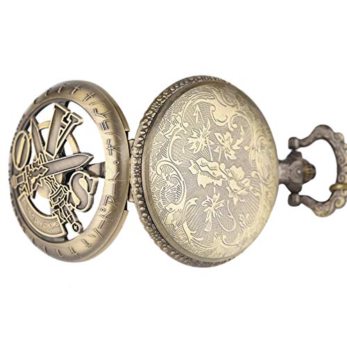 keke Retro Sao Sword Art Online Reloj de Bolsillo de Cuarzo Hombres Mujeres   Colgante Niños Cadena de Cuarzo analógica Regalos Bronce Fob Hueco