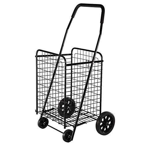 KEKEYANG Compras Carrito de la Compra con Ruedas de 4 Ruedas Carro autoservicio Carrito de supermercado Plegable Mercado DE Lavado DE Utilidad portátil (Negro) (Color: Negro, Tamaño: 44,5 * 52 * 97,5