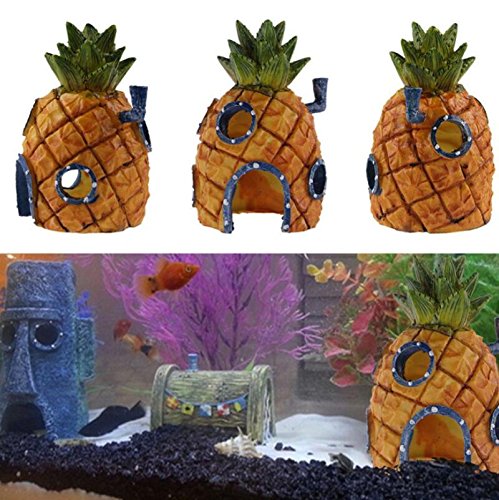 kelaina 1 pc Creative casa tanque de peces adorno de acuario en forma de piña (13 * 7 cm)