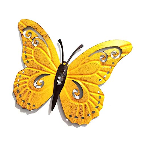 kelihood Mariposa de Metal Arte de Pared Escultura de decoración de Pared inspiradora Escultura para Colgar en la Pared Regalos para Colgar Decoraciones para Interiores y Exteriores (3 Piezas/Juego)