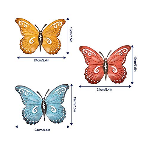 kelihood Mariposa de Metal Arte de Pared Escultura de decoración de Pared inspiradora Escultura para Colgar en la Pared Regalos para Colgar Decoraciones para Interiores y Exteriores (3 Piezas/Juego)