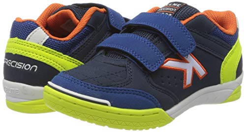 Kelme Precision Kids V, Zapatillas de fútbol Sala para Niños, Azul (Marino Y Lima 65), 31 EU