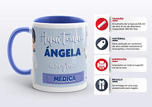 Kembilove Taza de Café de la Mejor Médica del Mundo Personalizada con el Nombre – Taza de Desayuno para la Oficina – Taza de Café y Té para Profesionales – Taza de Cerámica Impresa para Médicas