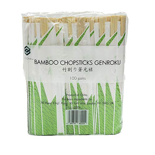 Ken Chiku Palillos De Bambú Tensoge 20cm | 100 Pares Envueltos Individualmente | Comida Chino Y Japonés | Natural | Respetuoso Al Medio Ambiente Y Biodegradable | Adultos Y Niños