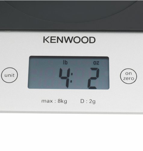 Kenwood AT850B Báscula Electrónica Compatible Con Robots De Cocina Kenwood Chef, Major Y Kmix, 8 Kilos, Vidrio, Gris