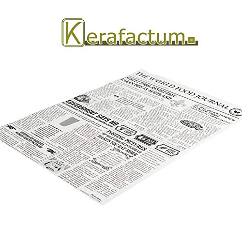 Kerafactum - 20 hojas de cera resistentes a la grasa para bolsas de patatas y patatas fritas adecuadas para francesas con diseño de periódicos Daily News