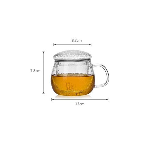 KFHTM Taza De Té De Vidrio Verde O Rojo De 300 Ml para Hacer Té Tetera De Superficie De Grano De Litchi con Buena Sensación De La Mano