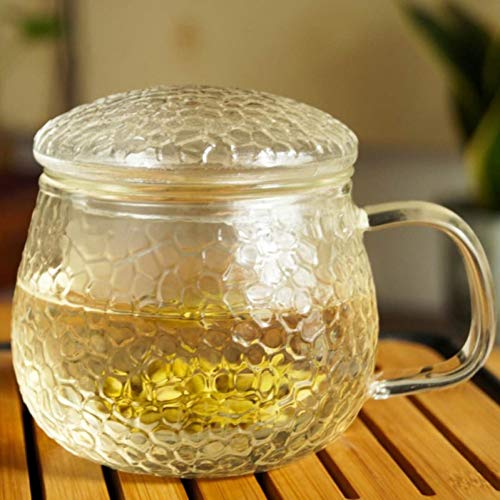 KFHTM Taza De Té De Vidrio Verde O Rojo De 300 Ml para Hacer Té Tetera De Superficie De Grano De Litchi con Buena Sensación De La Mano