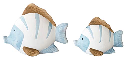 khevga - Decoración marítima para cuarto de baño con diseño de peces, color terracota, azul y blanco, juego de 2