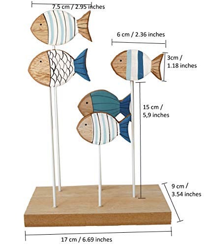 khevga Maritime - Figura decorativa para baño, diseño de peces, color azul