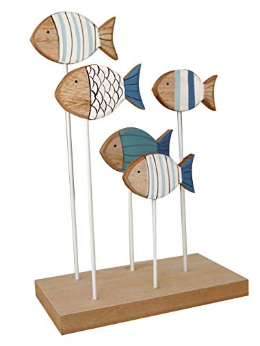 khevga Maritime - Figura decorativa para baño, diseño de peces, color azul