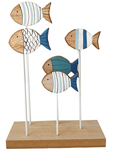 khevga Maritime - Figura decorativa para baño, diseño de peces, color azul