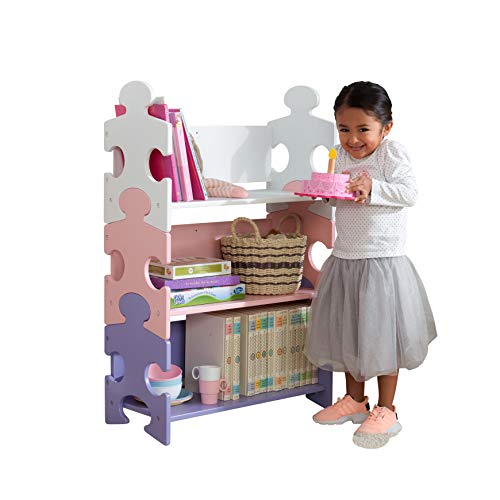 KidKarft - Estantería infantil de madera con diseño puzzle y 3 estantes, muebles para salas de juego y dormitorio de niños, multicolor (pastel) (14415)