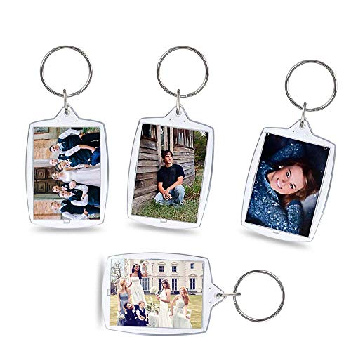 KINDPMA Marco Llaveros Foto 25 Piezas Transparentes Llavero Acrilico Insertar Fotos Personalizadas para Regala de Recuerdos Regalos Mujeres Hombres 5.5 x 4cm