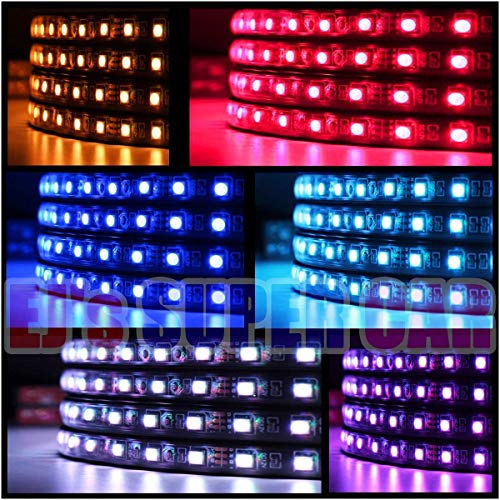 Kit de luz led de bajo brillo, 4 piezas Tira de luz decorativa de atmósfera de neón de alta intensidad para automóviles, Sistema a prueba de agua Tubo impermeable RGB 8 colores