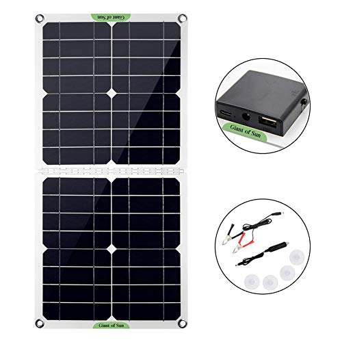 Kit de panel solar plegable de 100W 12V /5V, cargador de panel solar de células de silicio polivinílico con controlador de carga de batería de coche Mantenedor de batería de goteo solar portátil,QC3.0