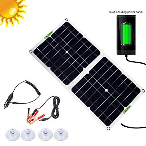 Kit de panel solar plegable de 100W 12V /5V, cargador de panel solar de células de silicio polivinílico con controlador de carga de batería de coche Mantenedor de batería de goteo solar portátil,QC3.0