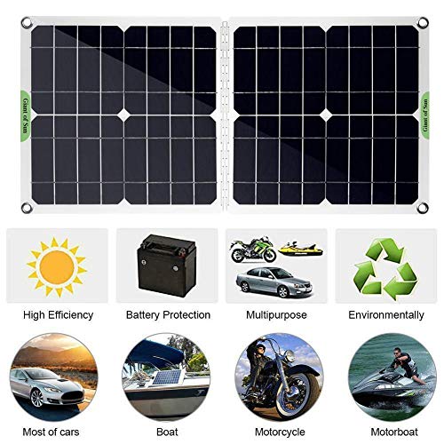 Kit de panel solar plegable de 100W 12V /5V, cargador de panel solar de células de silicio polivinílico con controlador de carga de batería de coche Mantenedor de batería de goteo solar portátil,QC3.0