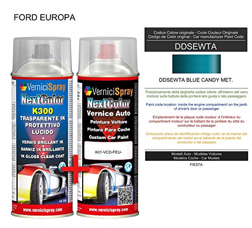 Kit Spray Pintura Coche Aerosol DDSEWTA BLUE CANDY MET. - Kit de retoque de pintura carrocería en spray 400 ml producido por VerniciSpray