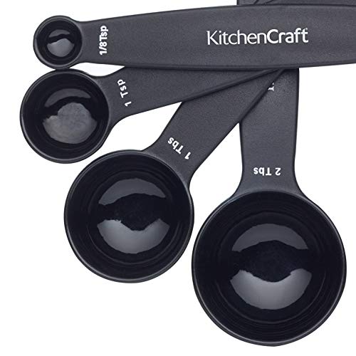 Kitchen Craft – Cucharas de medición magnética (4 Unidades), Color Negro