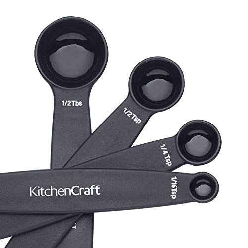 Kitchen Craft – Cucharas de medición magnética (4 Unidades), Color Negro