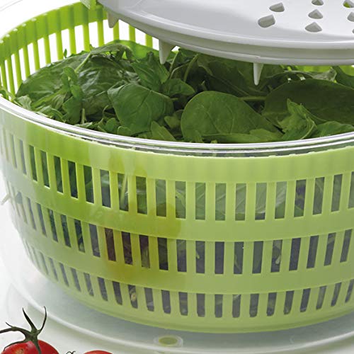 KitchenCraft Healthy Eating - Ensaladera de plástico grande sin BPA, 24,5 cm, color verde y blanco