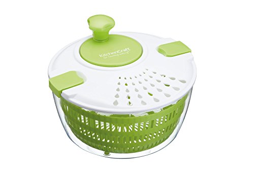 KitchenCraft Healthy Eating - Ensaladera de plástico grande sin BPA, 24,5 cm, color verde y blanco